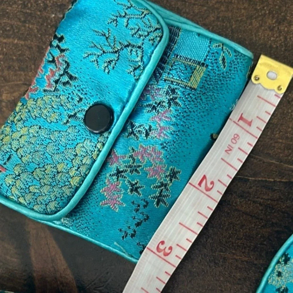 Vintage Chinese Silk Purse Bundle Jewelry Travel Case Set Embroidered Hong Kong